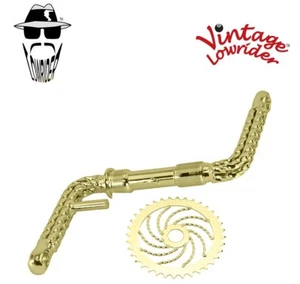 VINTAGE LOWRIDER QUADRUPLE TWISTED STEEL 1 PIECE GOLD CRANK W/TWISTED SPROCKET. - Picture 1 of 1