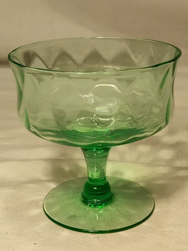 Tiffin Franciscan Optic Panel Diamond Green Cocktail Glass 1920s
