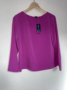 Lauren Ralph Lauren fuschia Pink Split Back Long Sleeve Top Blouse Sz 4 vadika - Picture 1 of 7