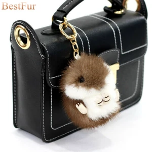 Schlüsselanhänger Echt Nerz Pelz Hamster Maulwurf Maus Kinder Spielzeug Taschenanhänger Handyanhänger Geschenk - Bild 1 von 10