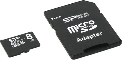 Micro SD Silicon Power 8GB + Adattatore - Memoria MicroSD Memory Card 8 GB SDHC - Immagine 1 di 2