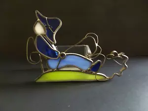 Vintage Paper Clip Holder, Fisherman Motif - Stained Glass and Lead. - Picture 1 of 5