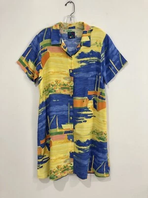 Jams World Vintage Tide Hawaiian Long Beach Pockets Shirt Dress Size L - Image 1 of 4