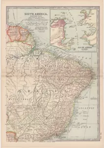More details for 1902 map of south america eastern part antique vintage britannica 10th