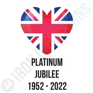 PLATIN JUBILÄUM UNION JACK FLAGGE 1952-2022 - TSHIRT TRANSFER ZUM AUFBÜGELN - A6 A5 A4 - Bild 1 von 5