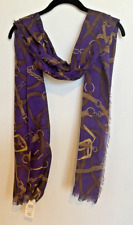 NWT Ralph Lauren Women Wool Equestrian Purple Scarf 22x72 fringe