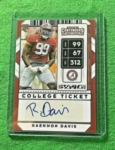 RAEKWON DAVIS AUTO ROOKIE CARD JERSEY #99 DOLPHINS 2020 CONTENDERS DRAFT PICKS 