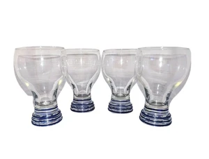 Vintage Fiesta Ware Glas Kelch x4 gebändert kobaltblau Streifen Eleganz Gläser Set! - Bild 1 von 12