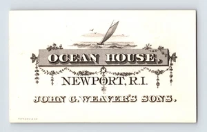 Tarjeta comercial Tiffany grabada Rhode Island Newport Ocean House años 1880 2,25" x 4" - Imagen 1 de 2