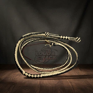 Cowhide Leather Bullwhip 8 FT  Handmade whip Equestrian Professional bull whip - Picture 1 of 6