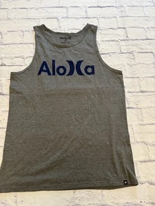 Hurley Large Mens’s Graphic Gray Tank Top With Logo “Aloha” Sleeveless - Picture 1 of 7