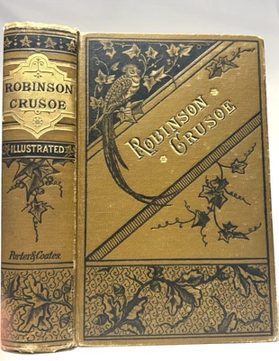 c1880- Robinson Crusoe- Illustrated- Classic Adventure- Shipwreck- Daniel Defoe - Image 1 of 4