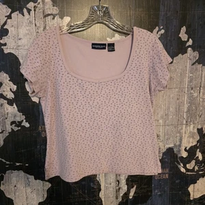 Vintage Y2K large Purple Roses top Montana Blues brand 100% Cotton - Picture 1 of 7