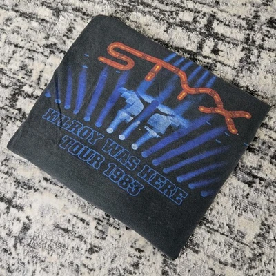 Vtg 1983 Styx Kilroy Was Here Tour Sleeveless T-Shirt M/L Rock Band Tee 80s - Image 1 of 4