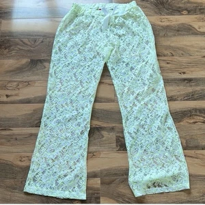 Pantalones de salón de encaje con lápiz labial rosa M verde neón transparente festival de encubrimiento de natación - Imagen 1 de 5