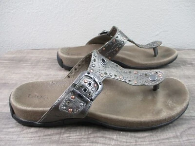 Sandalia Toas Mujer 10 Gris Peltre Tanga Correa Tachonada Boho Zapato Confort Foto 1 de 4