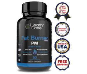 Health Dose Fat Burner PM. Sleep Aid & Brain Function Boost. 60 Softgels - Picture 1 of 12