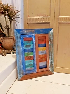 HANDMADE RUSTIC WOODEN SHUTTER MIRROR - Picture 1 of 14