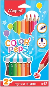 Color'Peps Triangular Jumbo Colored Pencils - Assorted Colors - Pack of 12 - - Picture 1 of 12