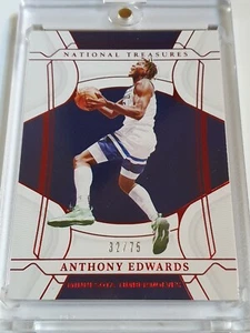 2021 Panini National Treasures Anthony Edwards #97 RED /75 Foil Edition - Rare - Picture 1 of 3