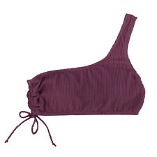 Salt & Cove Juniors Swim Suit Top Ribbed Side Tie One-Shoulder Mauve Medium New