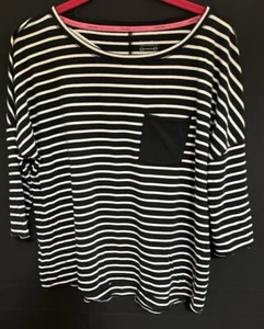 Calvin Klein Performance Top Women SZ S Black And White Stripe 3/4 Drop Sleeve - Picture 1 of 7