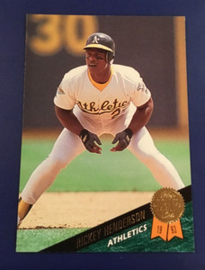 1993 Leaf # 291 RICKEY HENDERSON Oakland Athletics A's Great Baseball Card !