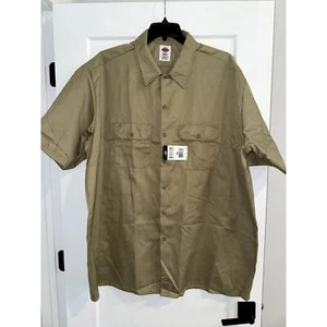Dickies Men's 3XL Short Sleeve Button Up Shirt Khaki NWT - Picture 1 of 8