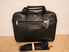 NEW. Wenger Briefcase Laptop Bag Leather Black . Samsung logo embossed on front 