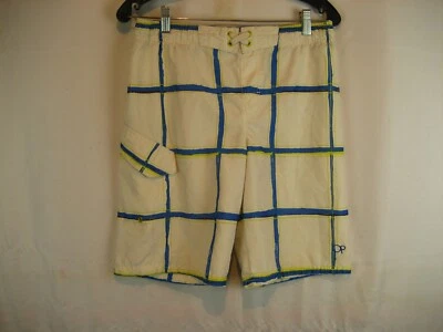 Boys Ocean Pacific OP Blue/White Check Board Swim Surf Shorts sz L(10-12) [28x9] - Image 1 of 4