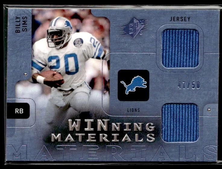L3,083 - 2009 SPx Winning Materials Blue Dual Swatch #WSI Billy Sims /50 - Image 1 of 2