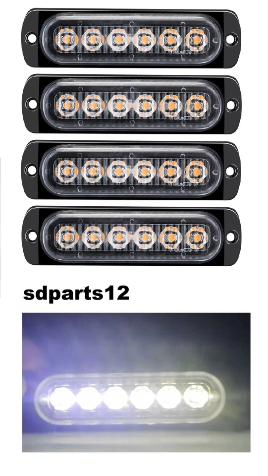 4x Luci ingombro Lampeggianti 6Led Bianco Posizione Luci Soccorso Autocarri - Immagine 1 di 4