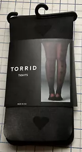 Torrid Black Opaque Hearts Pattern Tights Size 1/2 - Picture 1 of 4