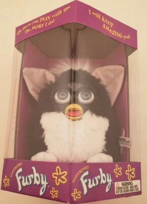 WORKING! FURBY 1998 ORIGINAL 1st Generation Tuxedo! Black & White - Image 1 of 4