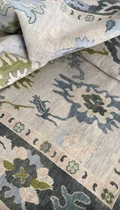Hand Knotted Gray Modern Oushak Rug For Living Room Bed Room 9X12 / 10X14 /12X15 - Picture 1 of 11
