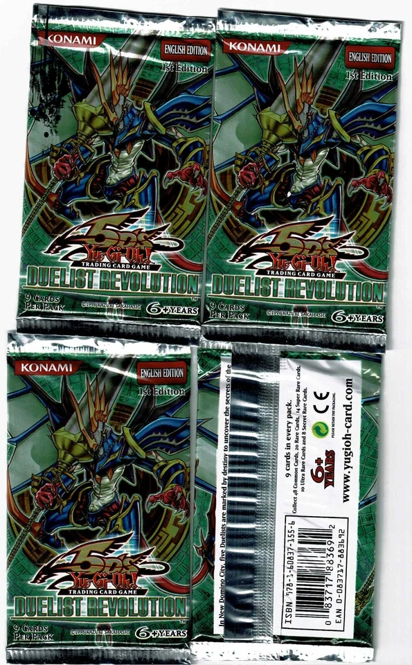 YUGIOH  DUELIST REVOLUTION 1ST EDITION BOOSTER PACKS   OUT OF PRINT   4 PACK LOT - Image 1 of 1