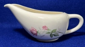 Vintage Homer Laughlin rosa rose grün Stiel Blätter Sauciere - Bild 1 von 7