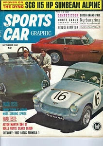 1962 Jaguar, Aston Martin, Sunbeam, Rolls-Royce in vintage Sports Car Graphic - Imagen 1 de 2