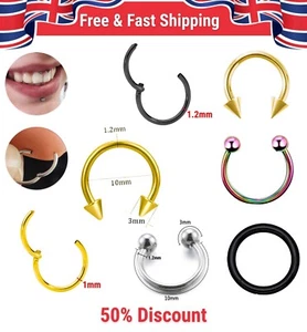 Surgical steel Horseshoe Bar Eyebrow Bars Nose Septum Ring Body Piercing Barbell - Picture 1 of 7