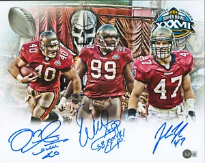 Buccaneers Warren Sapp, John Lynch & Mike Alstott Signed 11x14 Photo BAS Witness - Picture 1 of 1
