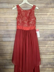 Babyonlined Kleid Neu mit Etikett Größe 4 festliches Kleid rot Lagenlook Spitze Mieder hinten offen - Bild 1 von 12