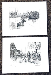 Vintage Schauspieler Lionel Barrymore 2er Set Kunst Radierung signierte Drucke - Bild 1 von 3
