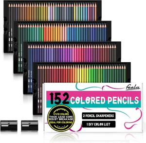 152 Colored Pencils with Pencil Sharpener Premium Soft Core Colors Pencils Set f - Picture 1 of 12