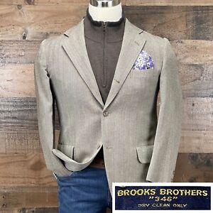 Vintage Brooks Brothers Mens Sport Coat Blazer Suit Jacket Brown Tweed Wool 38R