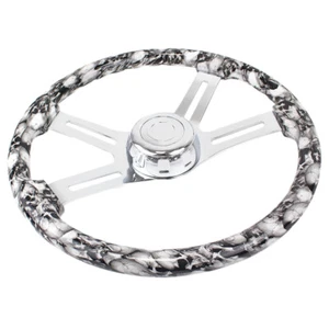18" Skull STEERING WHEEL w/Horn Button Cover   4 Spoke Aluminum #F19 - Bild 1 von 4