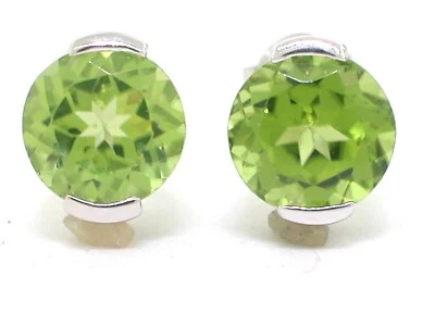 Peridot Ohrstecker Weißgold 585 14Kt Gold 2 natürliche Peridots Paar Ohrringe - Bild 1 von 4