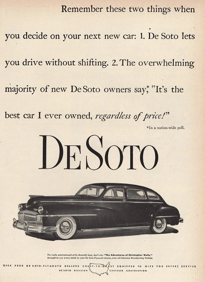 Anuncio impreso vintage DeSoto: Remember These Two Things 1948 Foto 1 de 1
