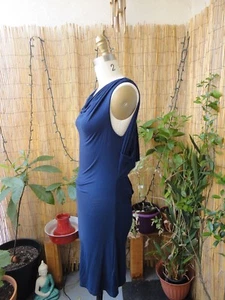 Society For Rational Dress NWT Navy Stretch Sleeveless Dress XS $128 Leather Det - Foto 1 di 6