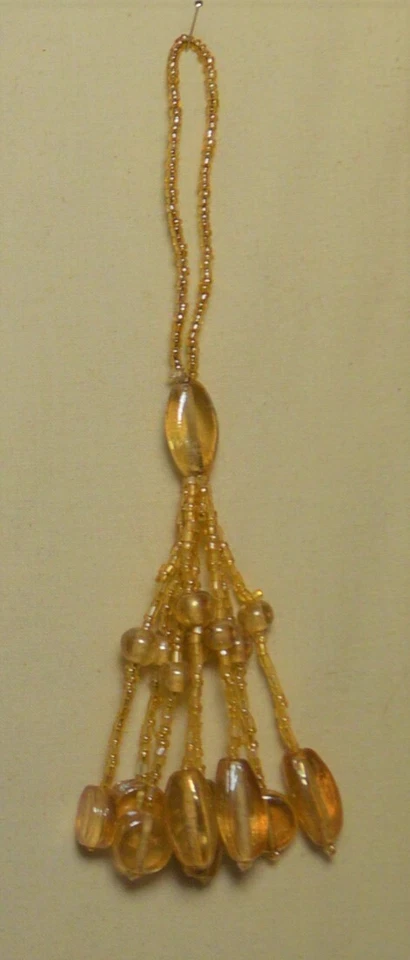 Borlas - ~3 3/4" de largo con ~2 1/2" lazo - Borla de cuentas de vidrio - Beige champán Foto 1 de 1