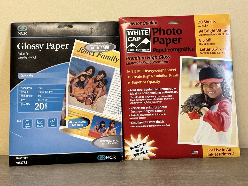 White Cap 8.5 x 11 Premium Glossy Inkjet Photo Paper 20 Sheets Sealed NEW - Image 1 of 4